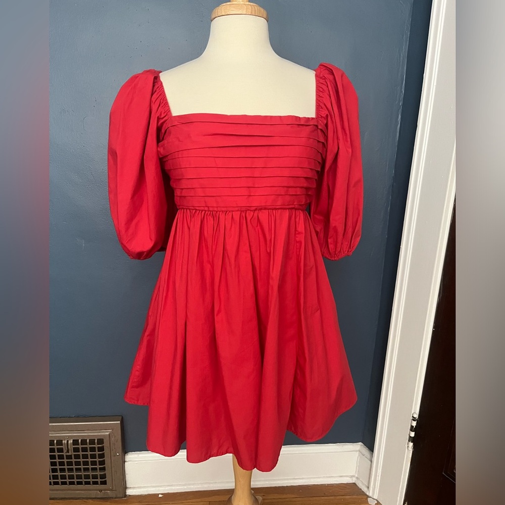 Red Puff Sleeve Dress